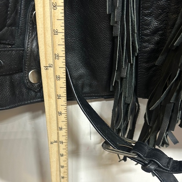 Vintage Wilson Black Leather Fringe Motorcycle Jacket - Picture 10 of 16